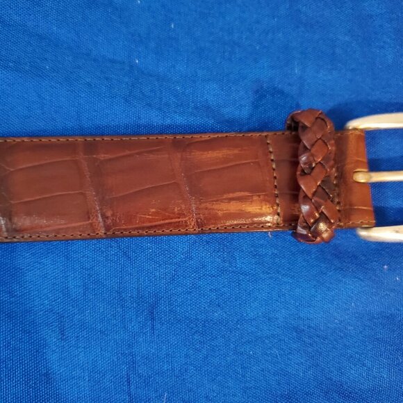 Brighton Moc Croco Alligator Leather Woman's S Belt Brass Buckle Style 41807 - Picture 3 of 7